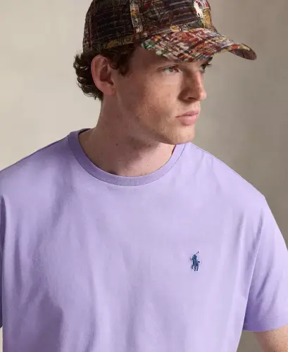 Men's Embroidered Pony Classic-Fit T-Shirt - Powder Purple - 3