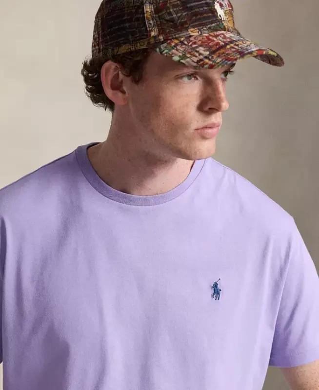 Men's Embroidered Pony Classic-Fit T-Shirt - Powder Purple - 3