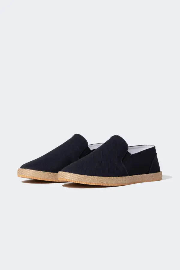 Men's Espadrille Linen Shoes Navy Blue - 2