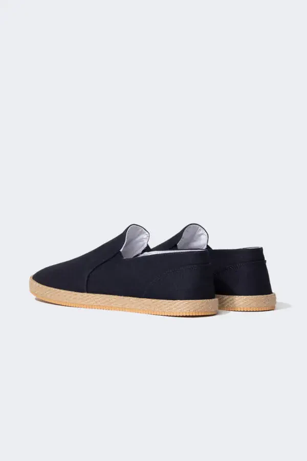 Men's Espadrille Linen Shoes Navy Blue - 3