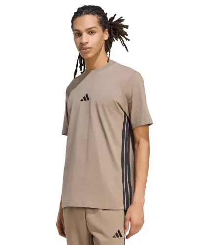 Men's Essential 3-Stripes Single Jersey T-Shirt - Khasix/Black - 1