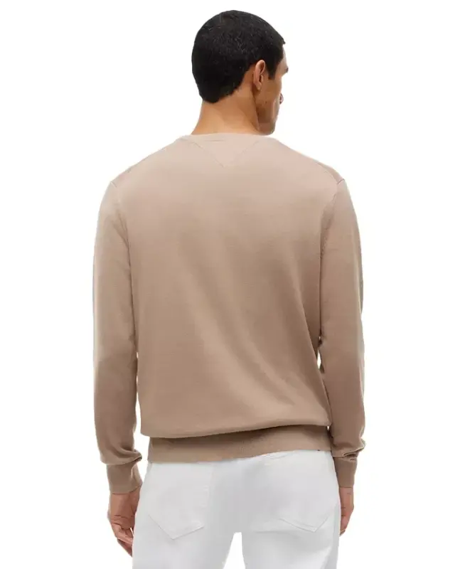 Men's Essential Cotton V-Neck Sweater - Safari Canvas - 2