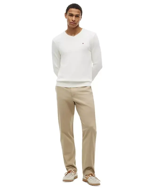 Men's Essential Cotton V-Neck Sweater - White - 2