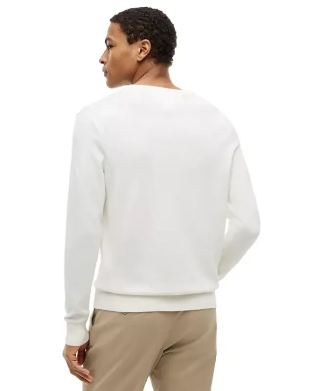 Men's Essential Cotton V-Neck Sweater - White - 3