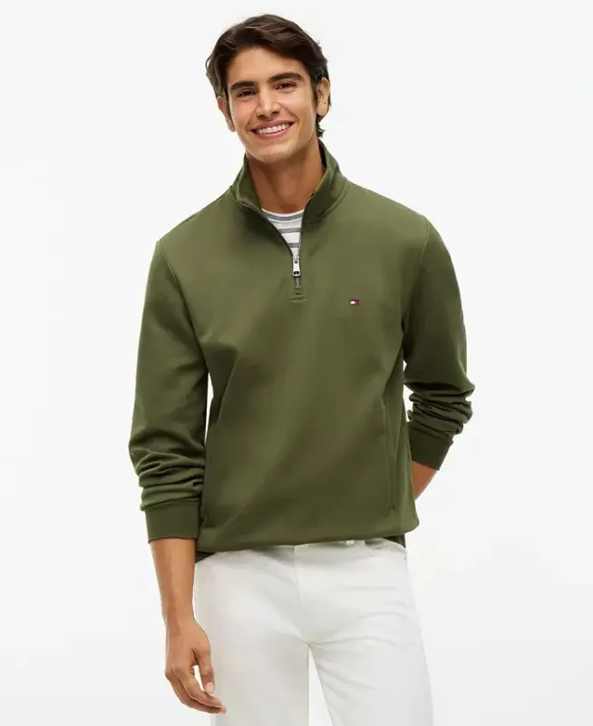 Men's Essential Intechno Knit Regular-Fit Quarter-Zip Sweatshirt - HUNTSMAN GREEN - 1