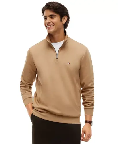 Men's Essential Intechno Knit Regular-Fit Quarter-Zip Sweatshirt - HUNTSMAN GREEN - 8