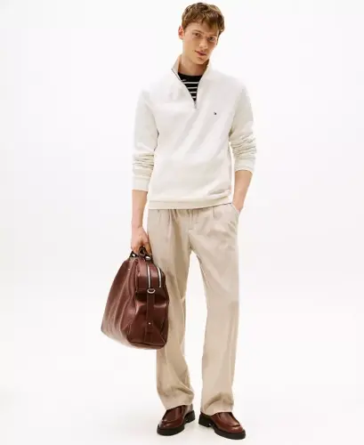 Men's Essential Intechno Knit Regular-Fit Quarter-Zip Sweatshirt - Ivory Petal - 4