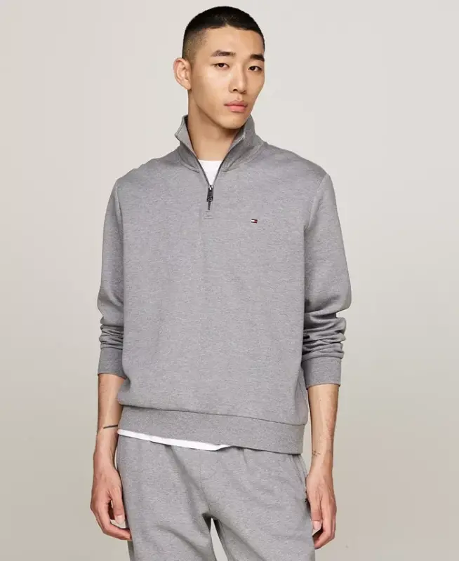 Men's Essential Intechno Knit Regular-Fit Quarter-Zip Sweatshirt - Medium Gray Heather - 1