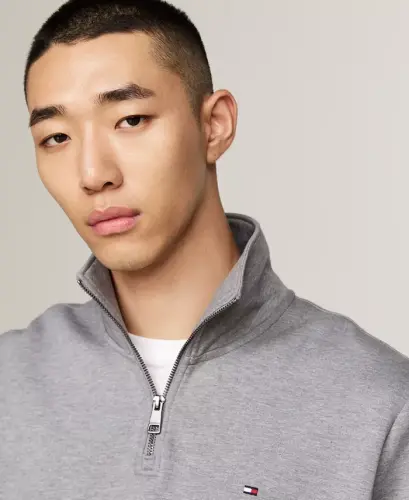 Men's Essential Intechno Knit Regular-Fit Quarter-Zip Sweatshirt - Medium Gray Heather - 3