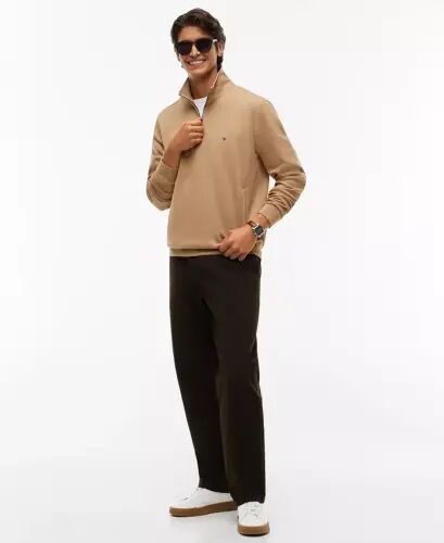 Men's Essential Intechno Knit Regular-Fit Quarter-Zip Sweatshirt - Safari Canvas - TOMMY HILFIGER (1)