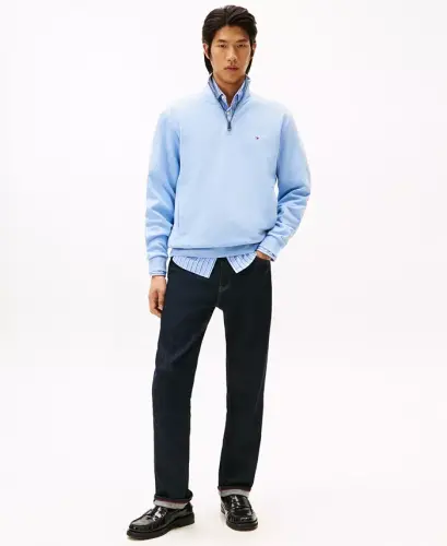Men's Essential Intechno Knit Regular-Fit Quarter-Zip Sweatshirt - Vessel Blue Heather - 4