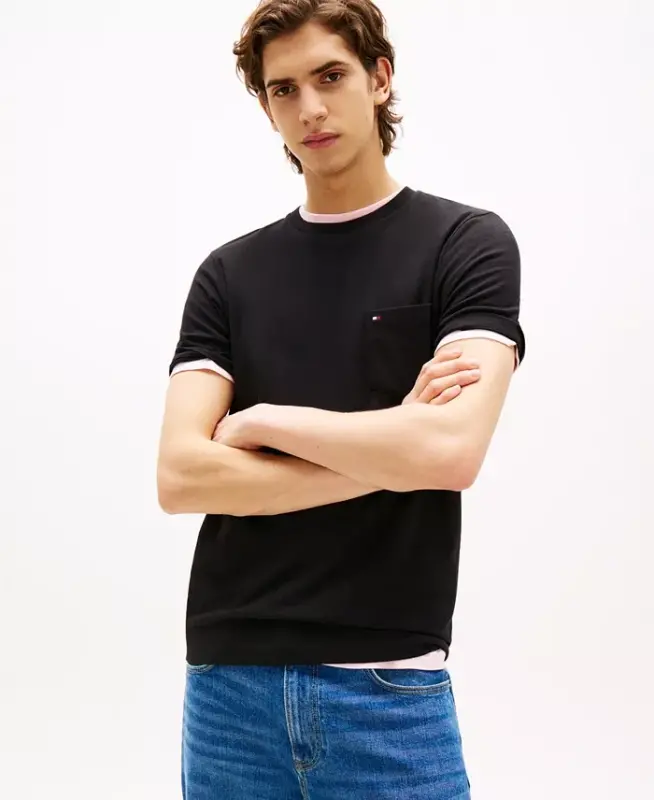 Men's Essential Solid Pocket T-Shirt - Black - TOMMY HILFIGER