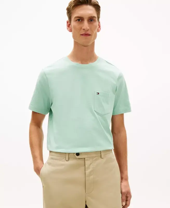 Men's Essential Solid Pocket T-Shirt - Crushed Mint - TOMMY HILFIGER