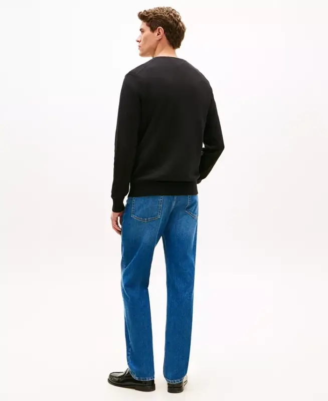 Men's Essential Solid V-Neck Sweater-Black - 4