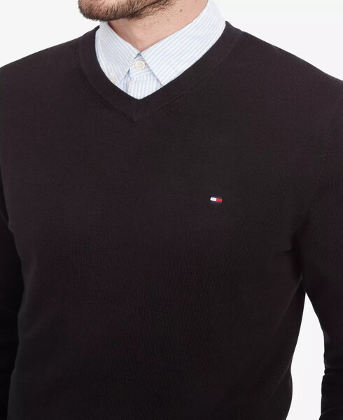 Men's Essential Solid V-Neck Sweater Black - 3