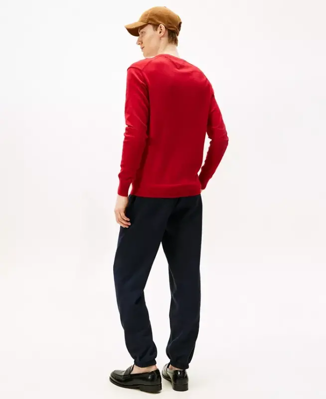 Men's Essential Solid V-Neck Sweater - Medium Red - 2