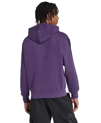Men's Essential Three Stripes Fleece Hoodie - Aurora Plum/Black - 3