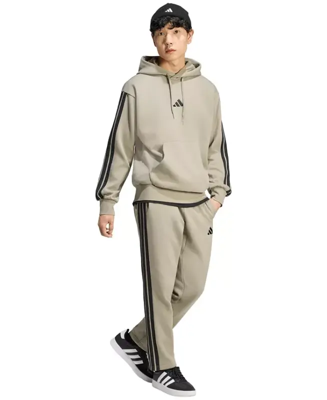 Men's Essential Three-Stripes Fleece Hoodie - Maroon/Black - 4