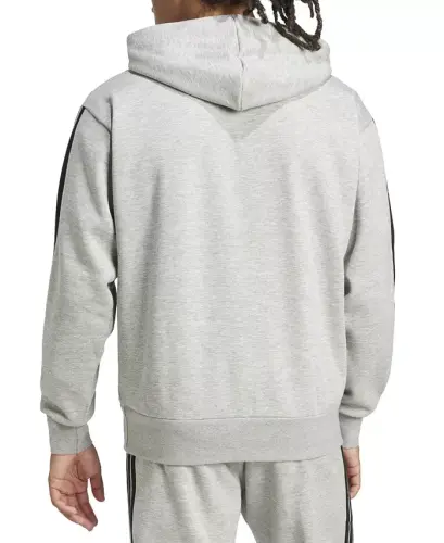 Men's Essential Three Stripes Fleece Hoodie-Mgh/blk - 3