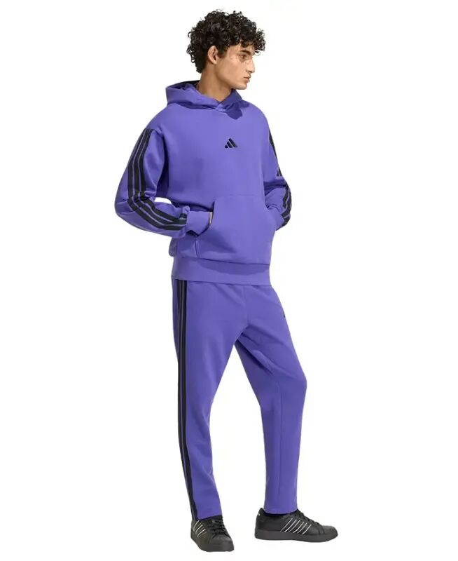 Men's Essential Three-Stripes Fleece Hoodie - Pure Purple - 1