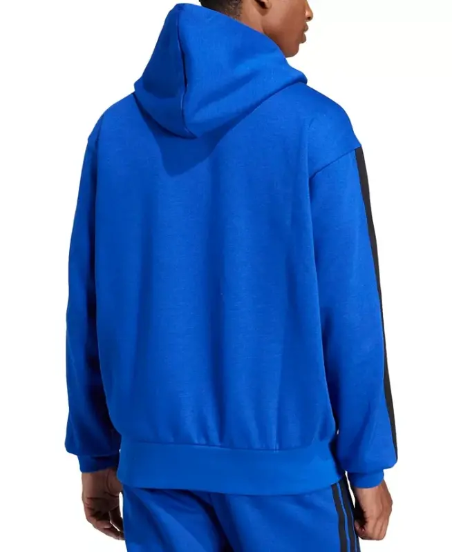 Men's Essential Three Stripes Fleece Hoodie - Royal Blue/Black - 2
