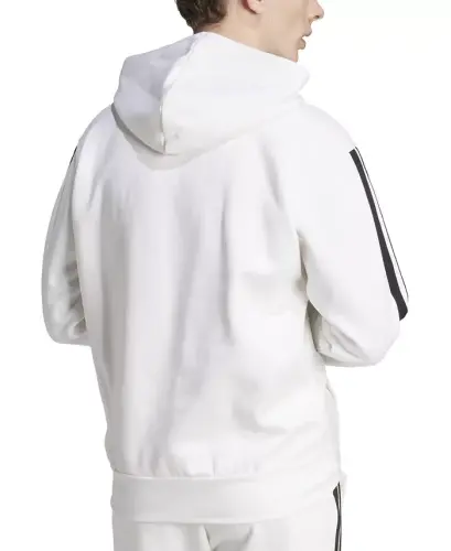 Men's Essential Three Stripes Fleece Hoodie - White/Black - 3