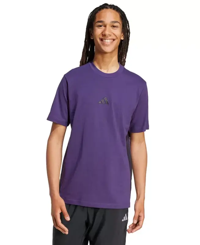 Men's Essential Three-Stripes Single Jersey T-Shirt - Aurora Plum - ADIDAS