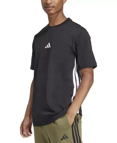 Men's Essential Three-Stripes Single Jersey T-Shirt-Black/whit 