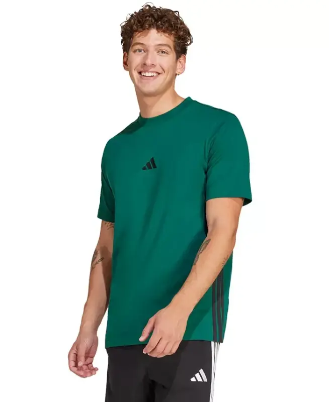 Men's Essential Three-Stripes Single Jersey T-Shirt - College Green - 1
