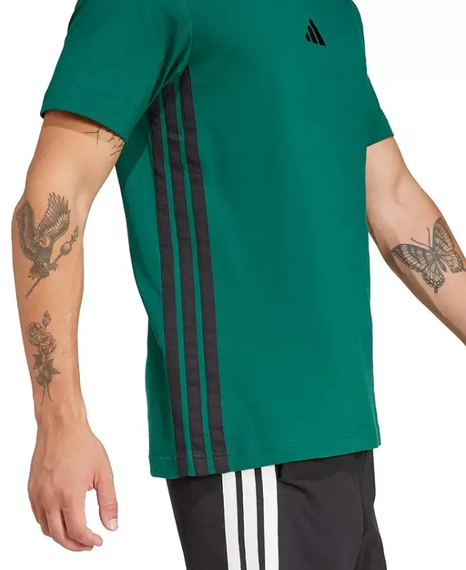 Men's Essential Three-Stripes Single Jersey T-Shirt - College Green - 2