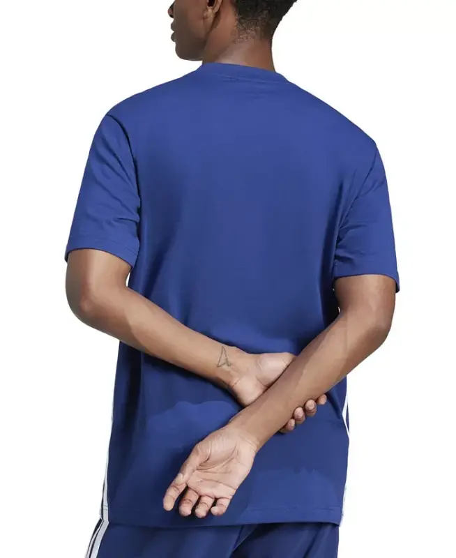 Men's Essential Three-Stripes Single Jersey T-Shirt - Dark Blue/White - 2