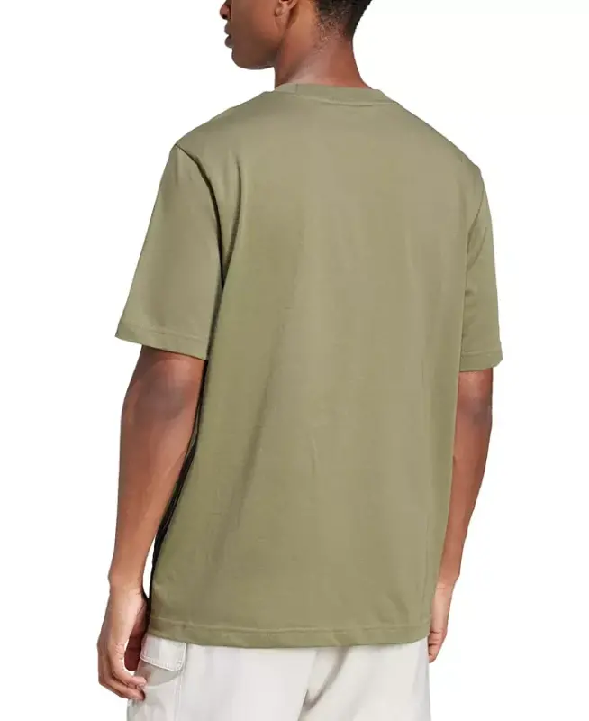 Men's Essential Three-Stripes Single Jersey T-Shirt - Olive / Black - 2
