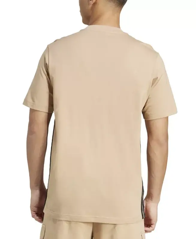 Men's Essential Three-Stripes Single Jersey T-Shirt - Sandstone / Black - 2
