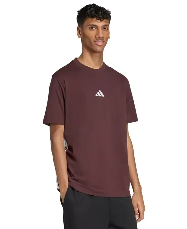 Men's Essential Three-Stripes Single Jersey T-Shirt - Shadow Brown - 2