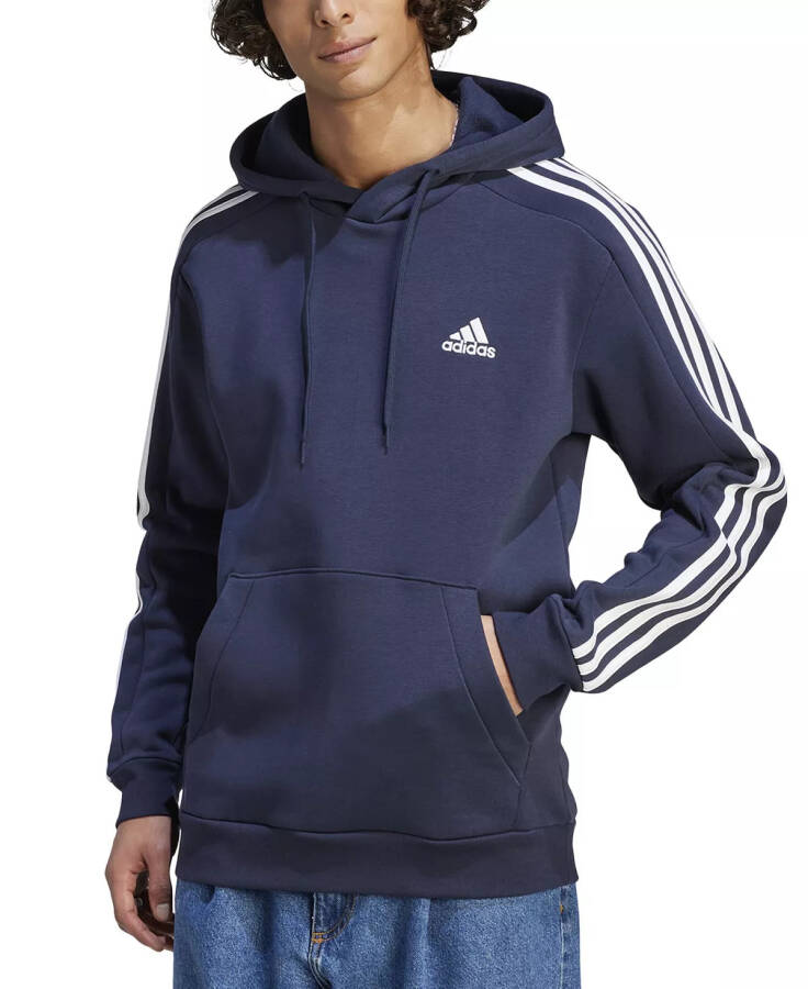 Men's Essentials 3-Stripes Regular-Fit Fleece Hoodie, Regular & Big & Tall Leg Ink/wht - 2