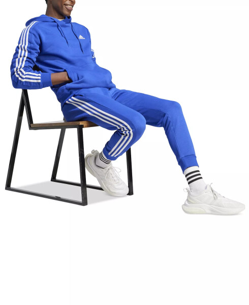 Men's Essentials 3-Stripes Regular-Fit Fleece Hoodie, Regular & Big & Tall Lucid Blue / Wht - 4