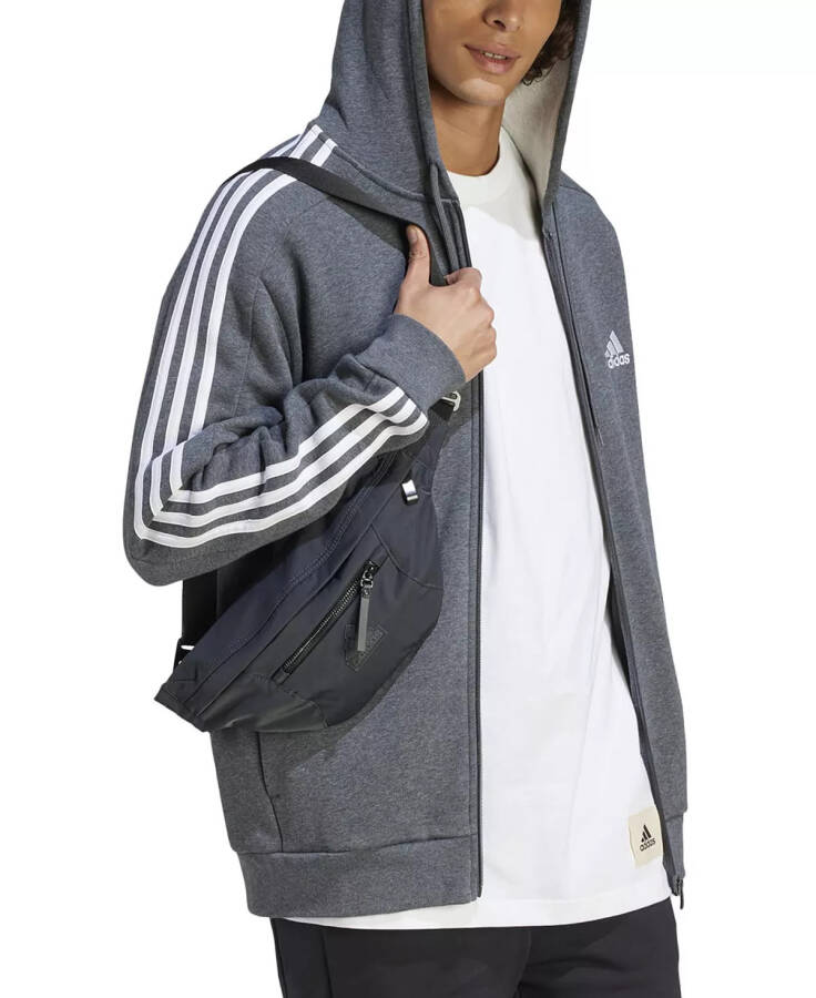 Men's Essentials 3-Stripes Regular-Fit Full-Zip Fleece Hoodie, Regular & Big & Tall Dgh/wht - 2