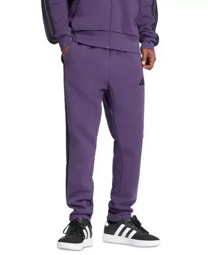 Men's Essentials 3-Stripes Regular Open Hem Fleece Pants - Aurora Plum/Black 