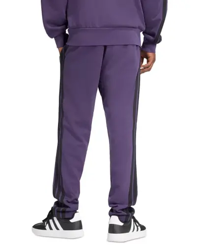 Men's Essentials 3-Stripes Regular Open Hem Fleece Pants - Aurora Plum/Black - 3