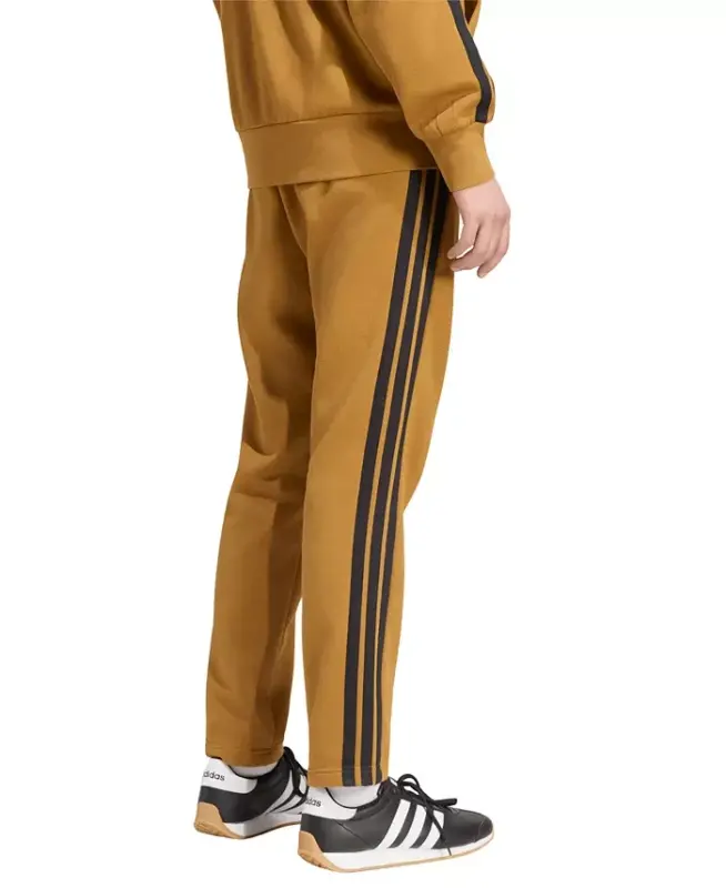 Men's Essentials 3-Stripes Regular Open Hem Fleece Pants - Bronze strata - 3