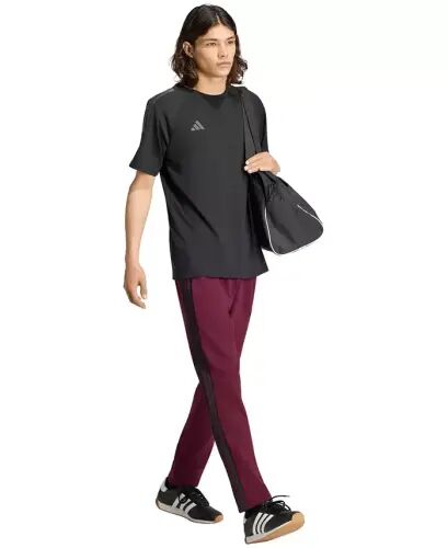 Men's Essentials 3-Stripes Regular Open Hem Fleece Pants - Maroon/Black - adidas (1)