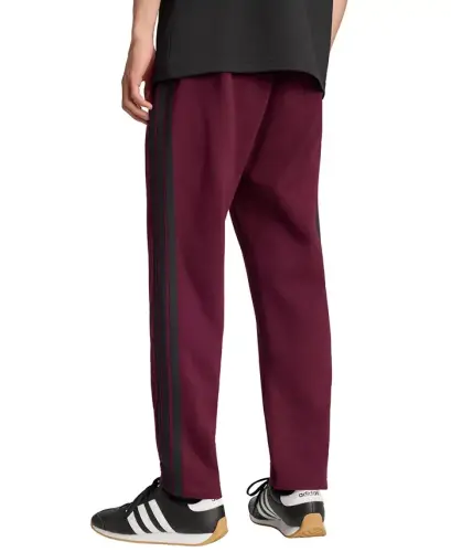 Men's Essentials 3-Stripes Regular Open Hem Fleece Pants - Maroon/Black - 3