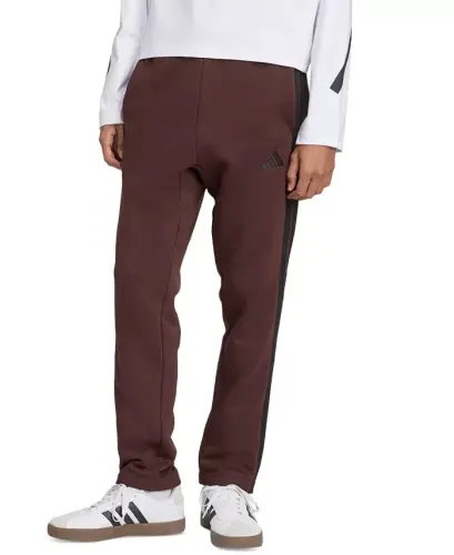 Men's Essentials 3-Stripes Regular Open Hem Fleece Pants - Shadow Brown/Black 