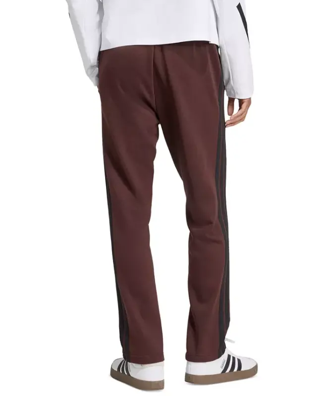 Men's Essentials 3-Stripes Regular Open Hem Fleece Pants - Shadow Brown/Black - 3