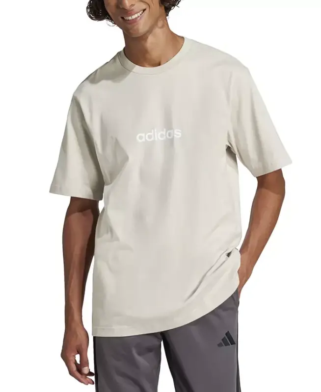 Men's Essentials Linear Logo Graphic Regular-Fit T-Shirt - Alumina/White - 1