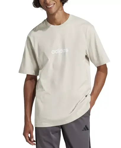 Men's Essentials Linear Logo Graphic Regular-Fit T-Shirt - Alumina/White 