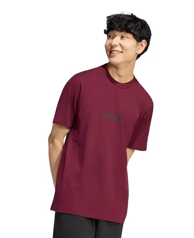 Men's Essentials Linear Logo Graphic Regular-Fit T-Shirt - Maroon - adidas