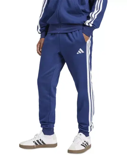 Men's Essentials Three-Stripes Regular-Fit Fleece Joggers - Dark Blue/White 