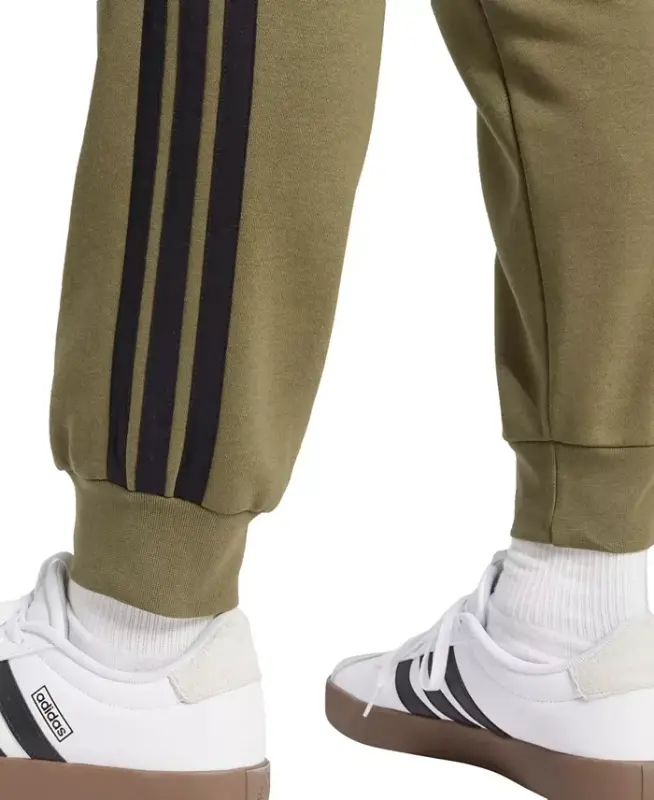 Men's Essentials Regular-Fit 3-Stripes Fleece Joggers - Olive Strata/Black - 3