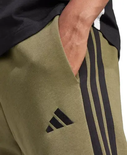 Men's Essentials Three-Stripes Regular-Fit Fleece Joggers - Olive Strata/Black - 2